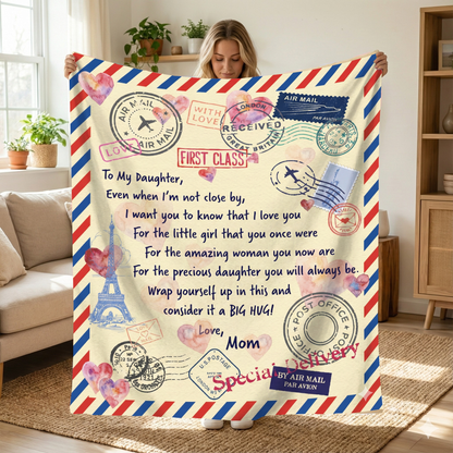 Air Mail "to My Daughter" Cozy Plush Fleece Blanket from Mom