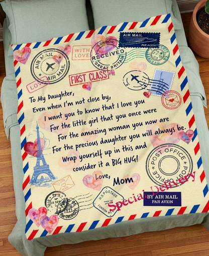 Air Mail "to My Daughter" Cozy Plush Fleece Blanket from Mom