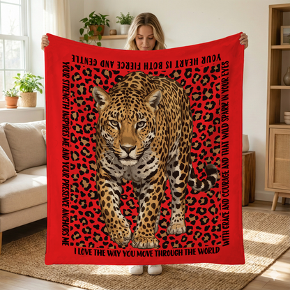Fierce Feminine Leopard Inspirational Blanket Gift