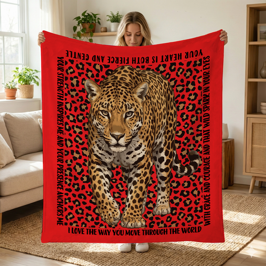 Fierce Feminine Leopard Inspirational Blanket Gift