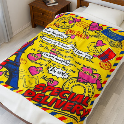 To My Daughter Comic Book Air Mail Blanket from Mom