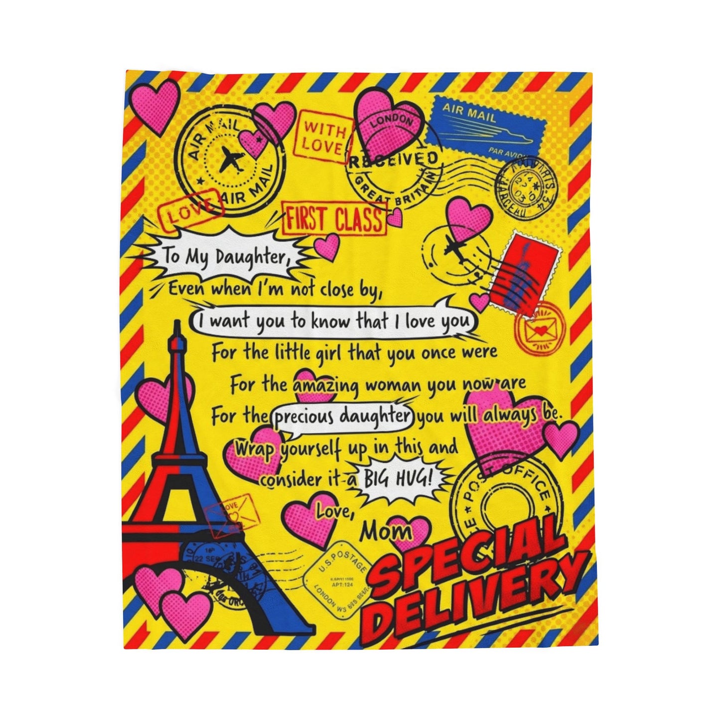 To My Daughter Comic Book Air Mail Blanket from Mom